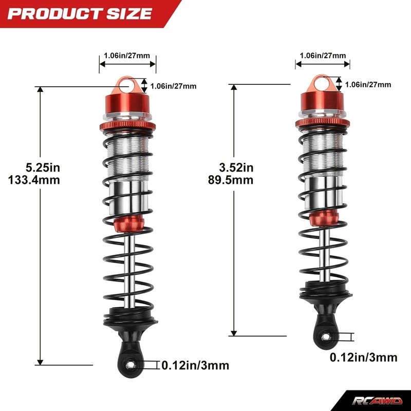 4x Alloy Front Rear Shock Absorber Damper for Arrma 1-8