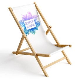 Ferocity Replacement Fabric Cover Interchangeable Deck Chair Fabric Cover 100% Polyester for Wooden Deck Chair Folding Deck Chair Summer Paradise Motif [119]