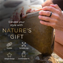 WHITESTONE JEWELRY CO. - Stone Ring Collection - Wedding Ring for Women and Men - Stackable Agate Engagement Band - Natural Stone Size 4-15 (Elysian - Black Onyx, Size 8)