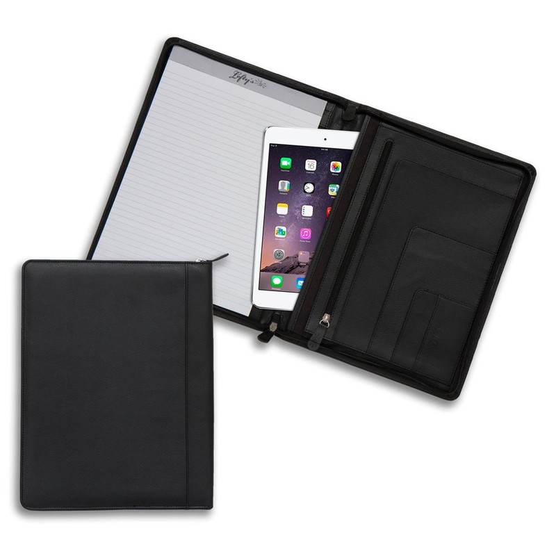 Lefty's Zippered Left-Handed Black Eco-Leather Padfolio