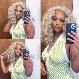 Silver Bundles Human Hair Grey/613 Deep Wave Bundle Grey Mixed 613 Hair 3 Bundles 18 20 22 Inch Silver Deep Wave Bundle