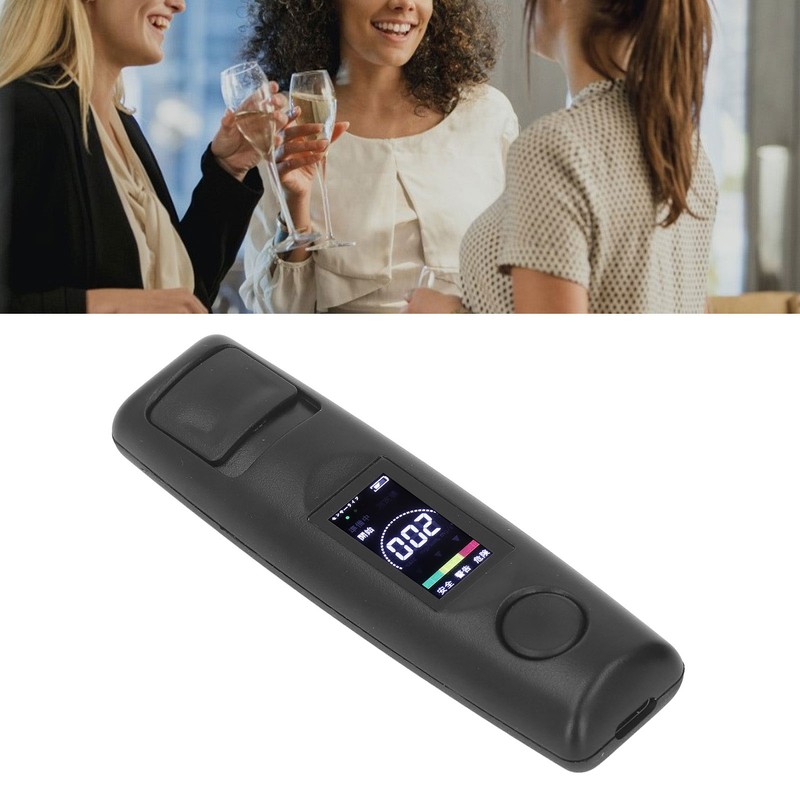 Black Portable Breathalyzer Professional Noncontact High Accuracy Alcohol Tester Rechargeable