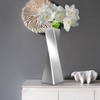 icoloursky Silver Ceramic Geometric Vase, 11.8" H, Modern Decorative Vase