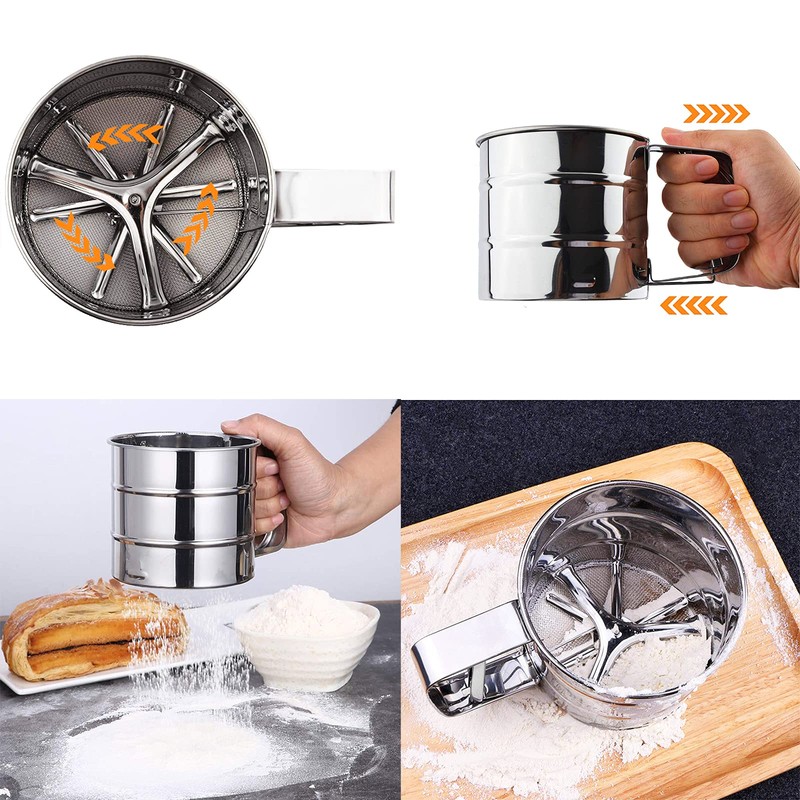 Flour Sieve, Cup Stainless Steel Mesh Flour Shaker, Baking Tool