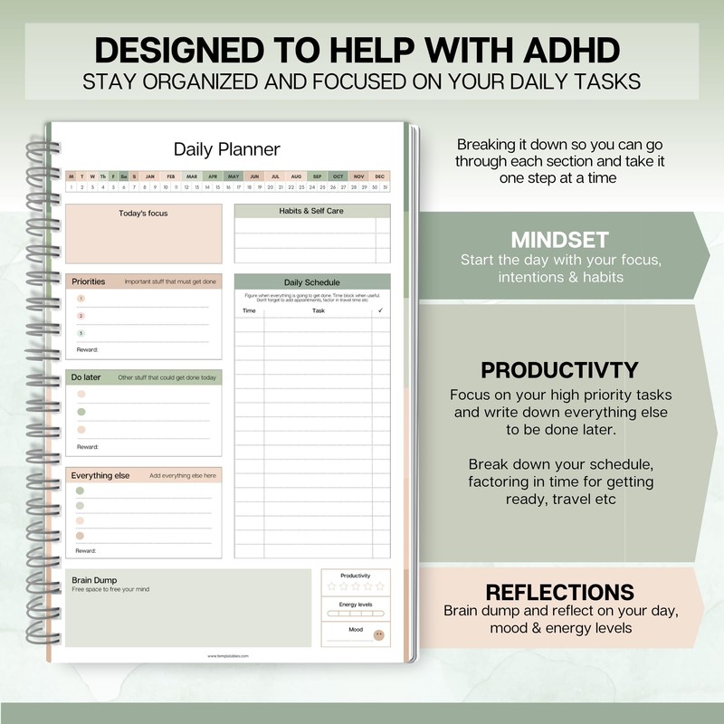 ADHD Daily Planner for Neurodivergent Adults - Productivity Daily Planner