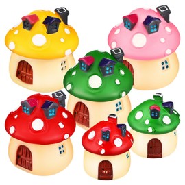 LIOOBO Mini Mushroom Figures Decor: 6pcs Miniature Fairy Garden Mushroom Ornaments, Tiny Mushroom Bonsai Decors