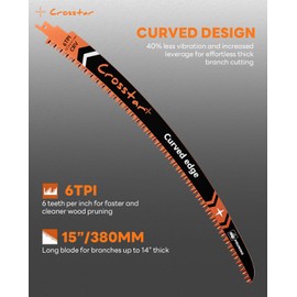 Crosstar 6 9 12 15 Inch Japanese Teeth Arc Edge Reciprocating Saw Blades - 6TPI Wood Pruning Blades for Tree Trimming, Branch Cutting,8-Piece