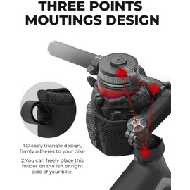 kemimoto Bike Cup Holder, Bike Water Bottle Holder Bicycle Handlebar Drink Holder with Mesh Pockets Phone Bag for Cruiser, Mountain Bike, Scooter, Folding, Road Bike, Wheelchair 1 Pack