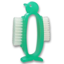 Azuma Industries AZ950G Nail Care Penguin Green Nail Brush for Nail and Hand Wash, Includes 2 Types of Firmness and Soft Brushes, Stored Stand, Total Length 3.9 inches (10 cm), Made in Japan
