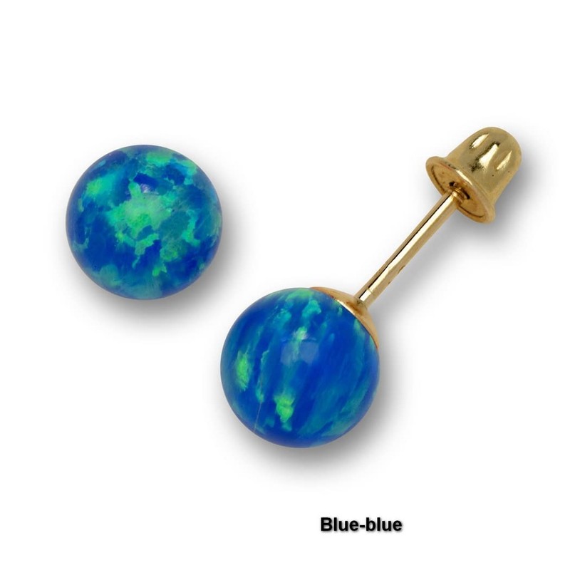 Jewelryweb Pendientes de oro amarillo macizo de 14 quilates, azul,