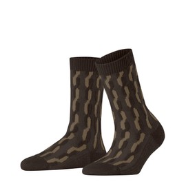 FALKE Women's Tress Lock Socks Breathable Climate Regulating Odour-Inhibiting Sustainable Wool Cashmere Patterned 1 Pair, Brown (Bison 5183)