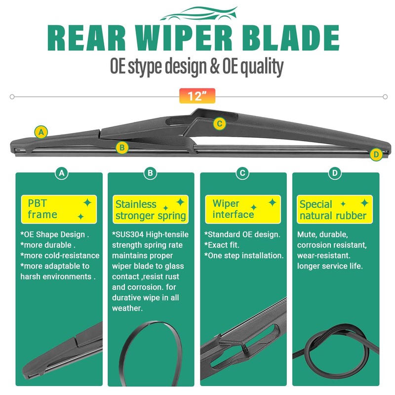 26" 17" 12" Windshield Wiper Blades Replacement for Nissan Rogue