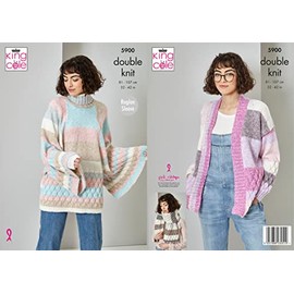King Cole 5900 Knitting Pattern Womens Cardigan Sweater and Scarf in Harvest DK