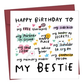 Best Friend Birthday Card, Funny Bestie Greeting Card With Envelope | Happy Birthday Cards For Friend Sister, The Best Friendship Gifts For Sisters, Niece, Mum