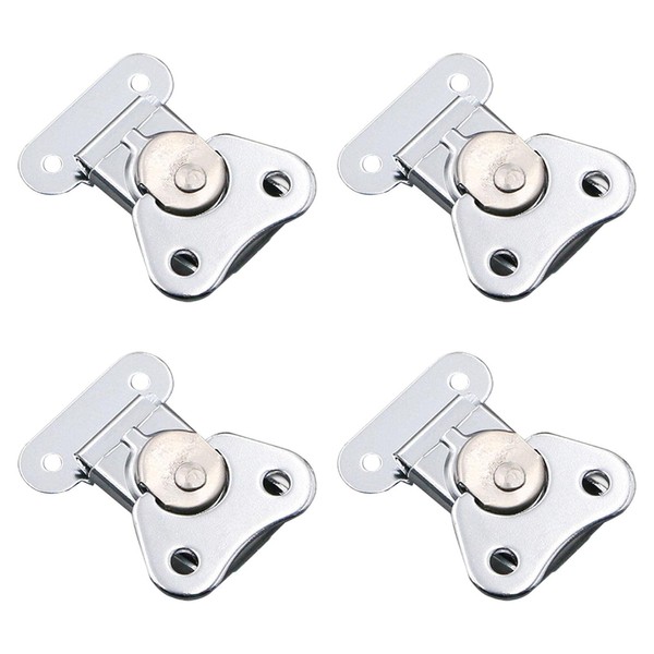 4pcs Wood Box Toolbox Cabinet Metal Spring Loaded Latches, Suitcase Wooden Box Case Latch Clasp Lockable Box Buckle for Flight Case Toolbox Craft Boxes (silver)