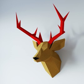 Yona DIY Deer Head Papercraft kit, Abstract Low Poly Animal DIY Kits, Home Decor, 3D Puzzle, Kids Crafts Kits, Gift, Origami 3D, Paper Sculpture, Papercraft Set for Adults Wall Mount Antler Decor