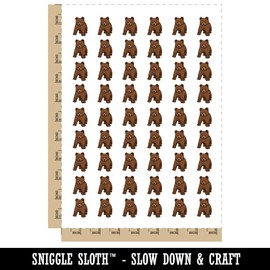 Curious Baby Brown Bear Grizzly Cub Temporary Tattoo Water Resistant Fake Body Art Set Collection - 54 1" Tattoos (1 Sheet)