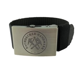 GravurManufakturBerlin Trouser belt, roofer craft and guild sign, leather belt or nylon belt, 4 cm wide, one size fits all, can be shortened, Black textile