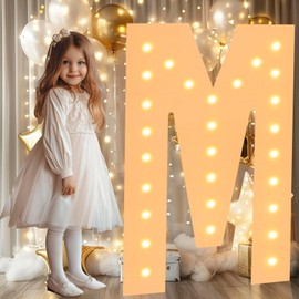 3FT Marquee Letters Light Up Letters, White Giant Marquee Letter Mosaic Letter for Birthday Wedding Backdrop Large Letters for Baby Shower Party Proposal Decoration, Pre-Cut Foam Frame Letter M