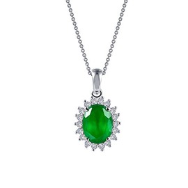 Lafonn Classic Sterling Silver Platinum Plated Lassire Emerald Necklace (1.39 CTTW)