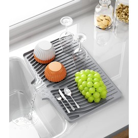 Kitchen Dish Drying Mat, 19 x 14 inches, Grey
