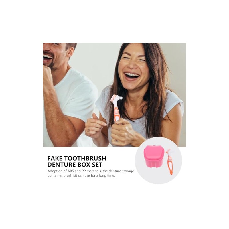 Estuche para Dentaduras Postizas Cepillo de Cerdas Flexibles y Caja