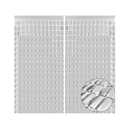 Cortina Panel Fondo Cuadros Shimmer Wall Pared | Metálica Brillante Cortinilla Espejos | Adornos Decoración Fiesta Evento | 2 Pz | Dorado, Oro Rosado,