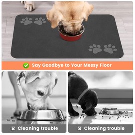 Pet Feeding Mat-Absorbent Pet Placemat for Food and Water Bowl, Dog Food Mat with Waterproof Rubber Backing, No Stains Quick Dry Water Dispenser Mat for Dog and Cat, Blue-17"x27"