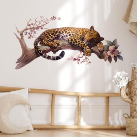 RoyoLam Leopard Sleeping on Branch Wall Decals Removable Jungle Animal Vinyl Stickers for Nursery Living Room and Bedroom Decor Peel and Stick Wall Art