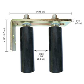 Mageway Universal Heavy Duty Slide Gate Guide Roller 6" Black L Rear Post Bracket Adjustable Dual Nylon Rollers Gate Support Assembly for Sliding Rolling Gates, Install Tools Inlcuded