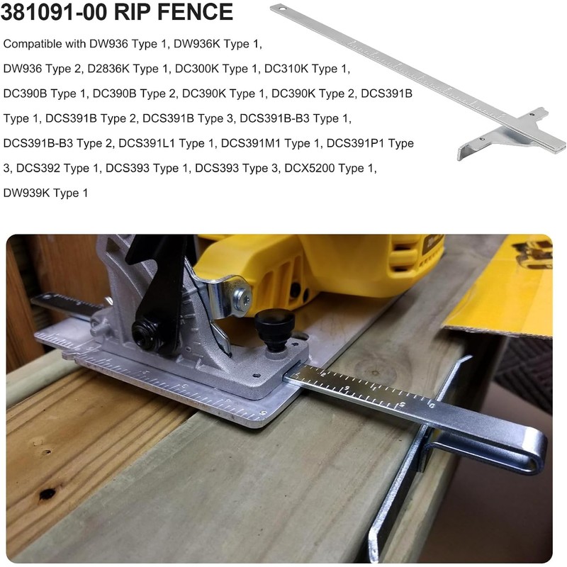 Powswopx 381091-00 Rip Fence Replace for Dewalt DC390K, DW936, DC300,