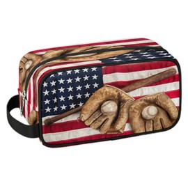 Funky Qiu Toiletry Bag for Boys Man,Baseball Glove Travel Toiletry Bag for Woman Comestic Makeup Bag,Waterproof Shaving Bag for Toiletries Accessories Travel Essentials,Sport Ball