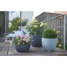 Scheurich Barceo 30 Round Planter/Planter/Planter - Stony Black - Made with Recycled Plastic - 10 Year Guarantee - Outdoor Use