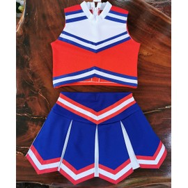 Little Girls' Cheerleader Cheerleading Outfit Uniform Costume Cosplay Red/Blue/White (M / 5-8)