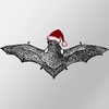 CafePress Bat Santa Hat Medium Die Cut Sticker, 5.75" x