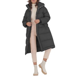 Fazortev Womens Long Puffer Jacket Stand Collar Zip Baggy Down Coats with Side Pockets Outwear