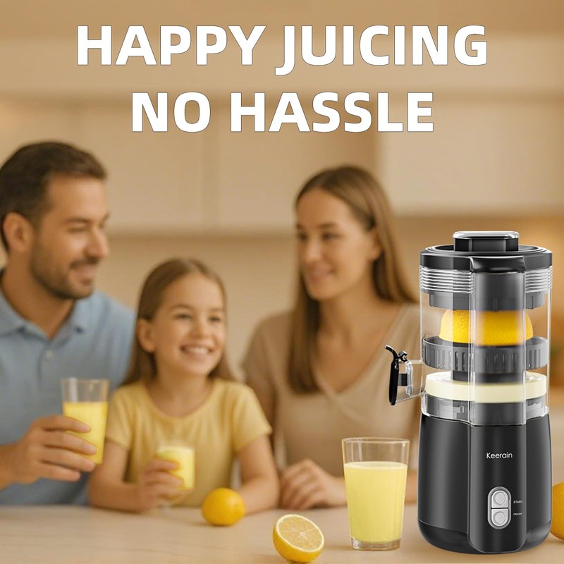Electric Lemon Juicer, Hand-Free Citrus Juicer Machine with Cleaning Brush,