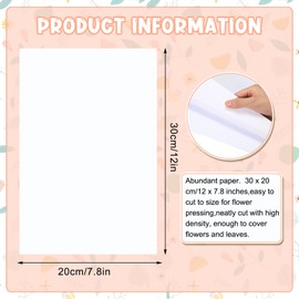 30 Pcs Blotting Paper for Flower Press Large A4 Flower Press Paper Blotter Paper Highly Absorbent Reusable Paper Refill Lining Paper for Art Craft Scrapbook Making, 11.81 x 7.87 Inches
