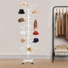 Freestanding Rotating Hat Display Rack: 7-Tiers, 35 Hooks, with Wheels,
