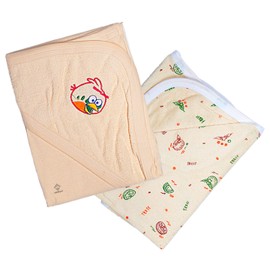 Sathiyas Akash 100% Cotton Baby Towels - Pack of 2 (Cream)