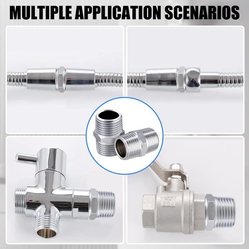Shower Hose Extension Connector, Male NPT 1/2x Male NPT 1/2