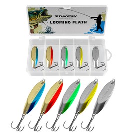 THKFISH Fishing Lures Trout Lures Fishing Spoons Lures for Trout Pike BBss CrBppie WBlleye Color B Single Hook 1/4oz 5pcs