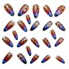 Medium Press on Nails Almond Shaped Fake Nails Blue Orange