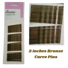 Diane 2'' Bobby Pins Curve Bronze Hair Bob Pins Pack of 60 count D451