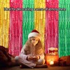 19.68ft x 6.56ft Christmas Foil Fringe Curtains, Red Green Golden
