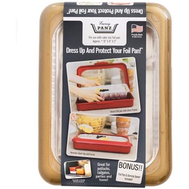 Fancy Panz - Molde de aluminio para tartas de 9 x 13 pulgadas, para vestir y proteger tu sartén de aluminio, hecho en Estados Unidos, bandeja de aluminio y cuchara para servir incluida. Comida