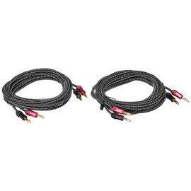 Monoprice Premium Braided Speaker Wire 14AWG - With Gold Plated Banana Plug Connectors - Affinity Series, 2 Pack, 10 Feet