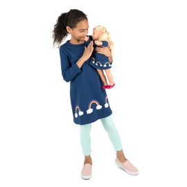 Leveret Matching Girls & Doll Cotton Dress Rainbow 14 Year
