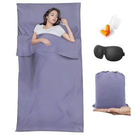 BREENHILL Sleeping Bag Liner, Camping Sheets & Travel Sheet, Hostels & Traveling Adult Sleep Sack for Backpacking, Hotels Lightweight Single & Double Camping Sleeping Bag Liners Purple