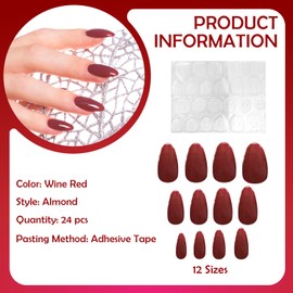 24 Pieces False Nails with Glue Tip Fake Nails Press-on Nails Fake Nails Glue On Nails Acrylic Nails for Women and Girls (Almond Shaped Nails)